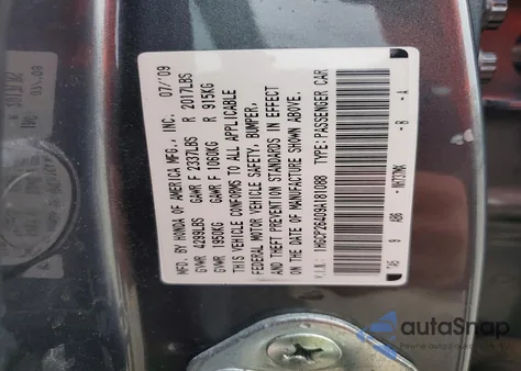 2009 Honda Accord Lxp z USA, uszkodzony, nr VIN 1HGCP26409A181088